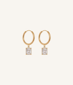 Emerald Charm Hoops
