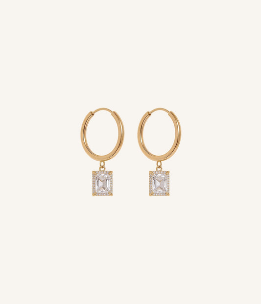 Emerald Charm Hoops