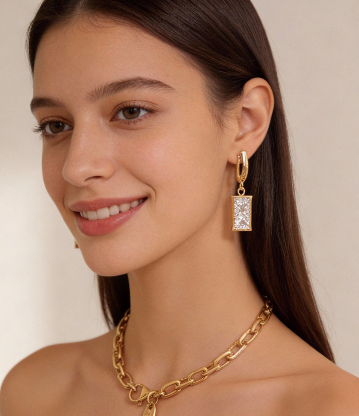 Emerald Charm Hoops